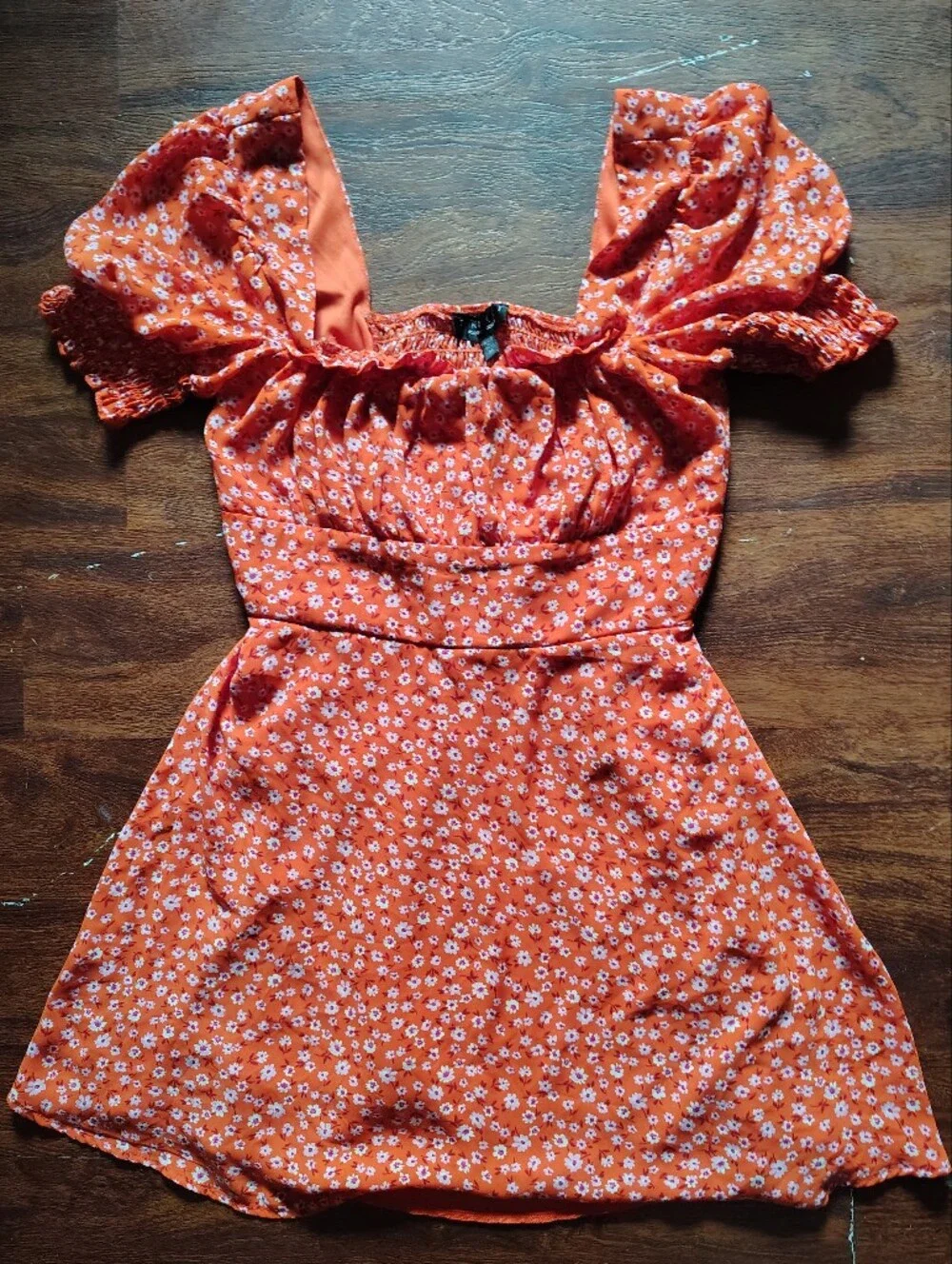Trixxi Bright Orange Floral Sundress